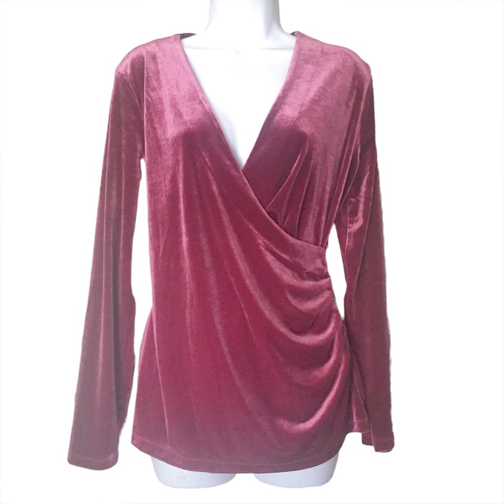 NWT Talbots Velvet Faux Wrap Ruched Top Size Medium